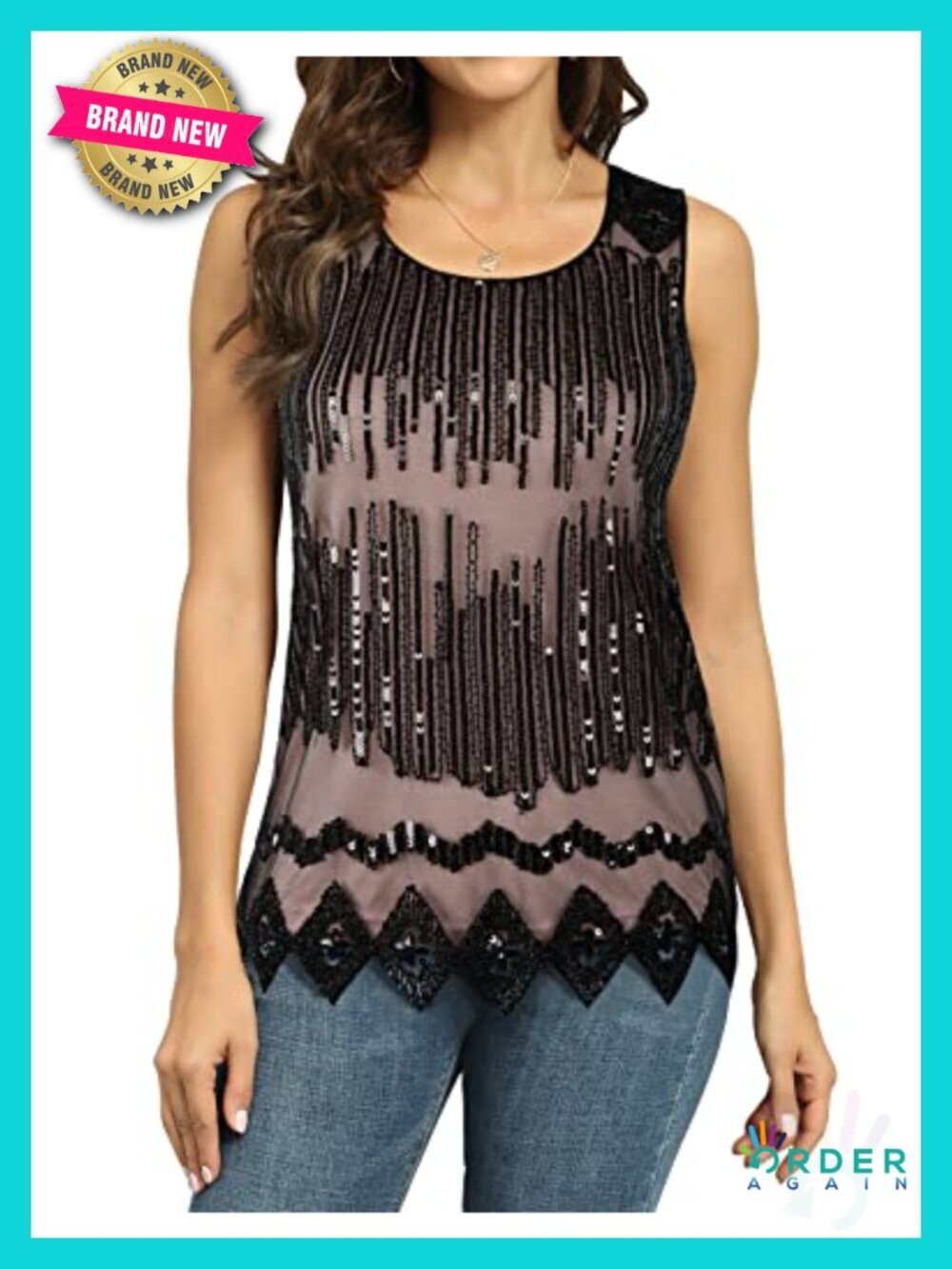Sequin Tank Top Flowy Sparkly Cocktail Party Sleeveless Blouse Tops